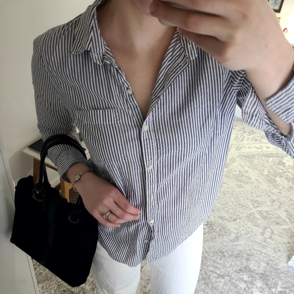 100% Cotton Old Navy Striped Button-Up Shirt